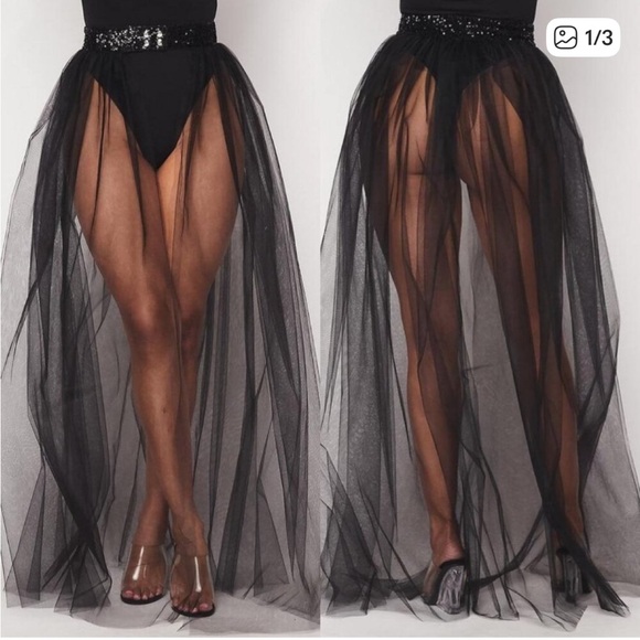 Fashion Nova Dresses & Skirts - 💚3/$30💚 NWT Fashion Nova See Thru Me mesh skirted belt skirt 3X